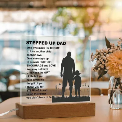 Stepped  Up Dad - Thank You For Stepping In - Acrylic Square Plaque