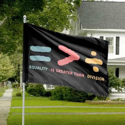 Equality Is Greater Than Division Horizontal House Flag , Unity Diversity Inclusion Symbol Minimalist Modern Outdoor Decorative Banner Horizontal House Flag