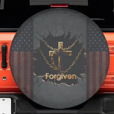 America Flag Jesus Christian Spare Tire Cover With Or Without Backup Camera Hole, Car Spare Tire Cover Jesus, Jesus With America Flag Spare Tire Cover Spare Tire Cover