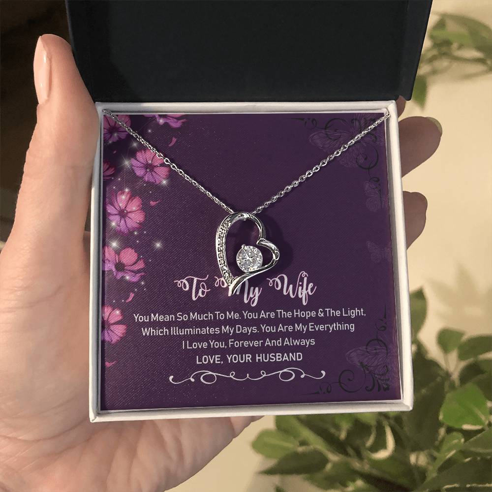 To My Wife Violet Message Card Wedding Gift - Forever Love Necklace