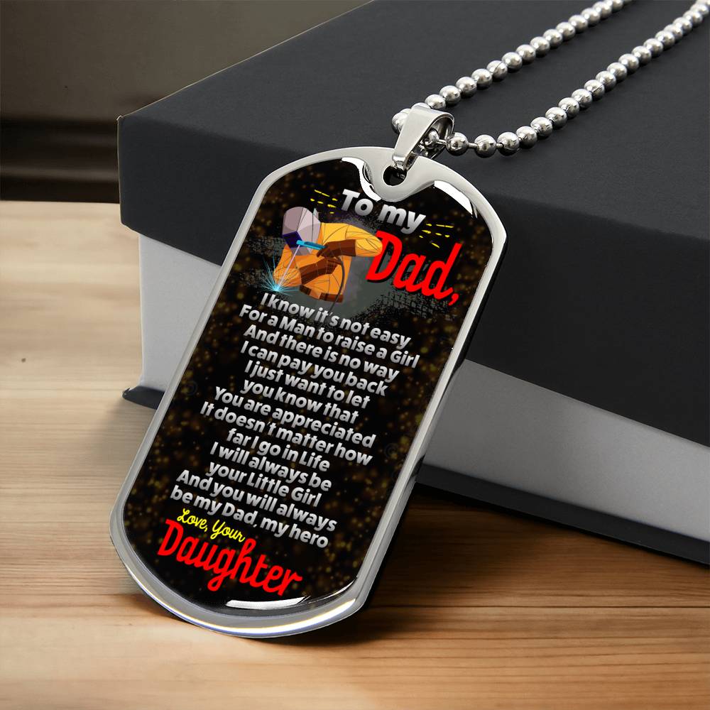 Dad Dog Tag Necklace, To My Dad, I Want You To Believe Deep In Your Heart, Dad Birthday Gift, Inspirational Necklace - Army Tag Necklace, Dog Tag