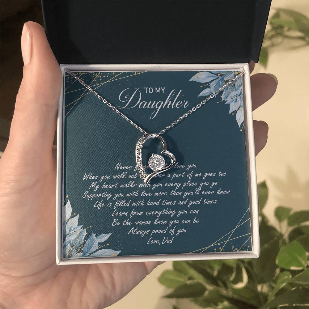 To My Daughter Gift From Dad Birthday Message Card - Always Proud Of You - Forever Love Necklace