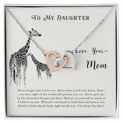 For Daughter - Never Forget That I Love You - Interlocking Hearts Necklace