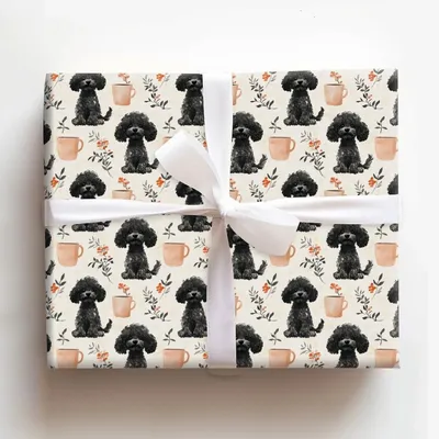 Coffee Day with the Poodle - Gift Wrap for Christmas, Holidays Wrapping Paper, Christmas Wrapping Paper