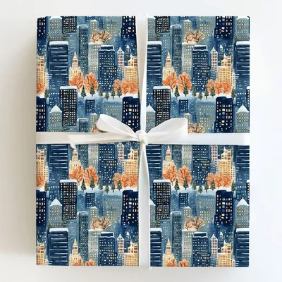 Festive Second CIty - Gift Wrap for Christmas, Holidays Wrapping Paper, Christmas Wrapping Paper
