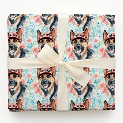Mom's Favorite German Shepherd - Gift Wrap for Christmas, Holidays Wrapping Paper, Christmas Wrapping Paper