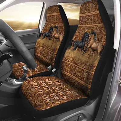 Horses Western Front Car Seat Cover, Horse Riding Lover Car Decoration, Horse Owner Seat Covers For Car
