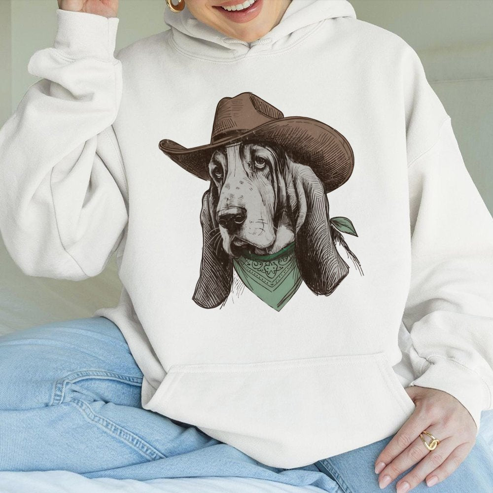 Cowboy Basset Hoodie Vintage Hoodie Western Outfit Women Cowgirl Outfits