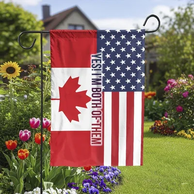 Proud Half American Half Canada Vertical Garden Flag