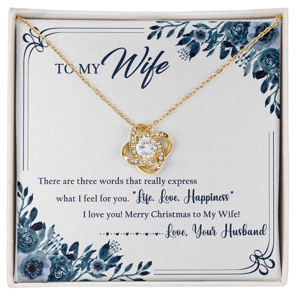 To My Wife Merry Christmas Love Knot Necklace Message Card From Husband