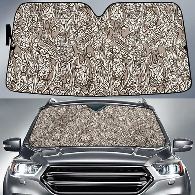 Dried White Leaf Tree Plants Brown Theme Car Sun Shades Cover Auto Windshield PrintSyde