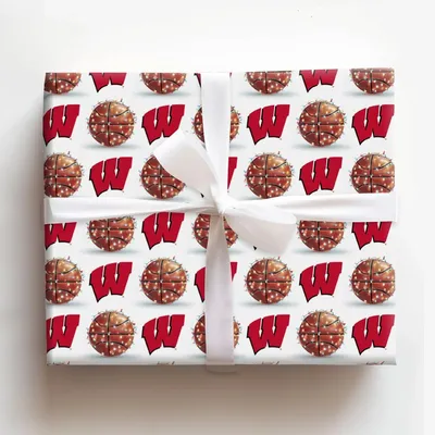 Holiday Hoops Badgers - Gift Wrap for Christmas, Holidays Wrapping Paper, Christmas Wrapping Paper