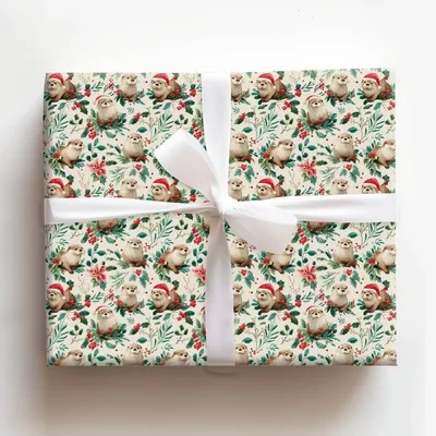 Old Saint Otter - Gift Wrap for Christmas, Holidays Wrapping Paper, Christmas Wrapping Paper