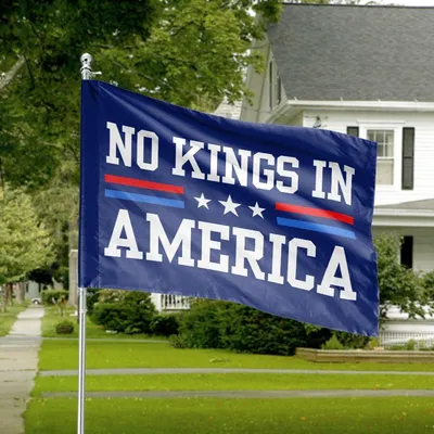House Flag No Kings In America Patriotic Statement Flag Republican Anti-Monarchy Decor Banner Horizontal House Flag