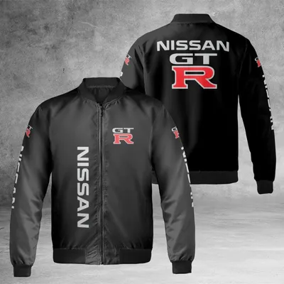 Bomber Jacket,Nissan Gt R Logo,Unisex Racing Streetwear,Sports Car Style Bomber Jacket