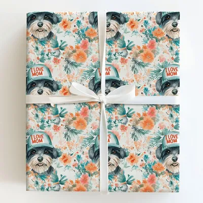 Mom's Favorite Schnauzer - Gift Wrap for Christmas, Holidays Wrapping Paper, Christmas Wrapping Paper