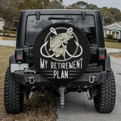 Fishing Retirement Plan Spare Tire Cover, Fisherman Wheel Protector, Funny Hobby Waterproof Vinyl, Outdoor Sports Accessory Spare Tire Cover