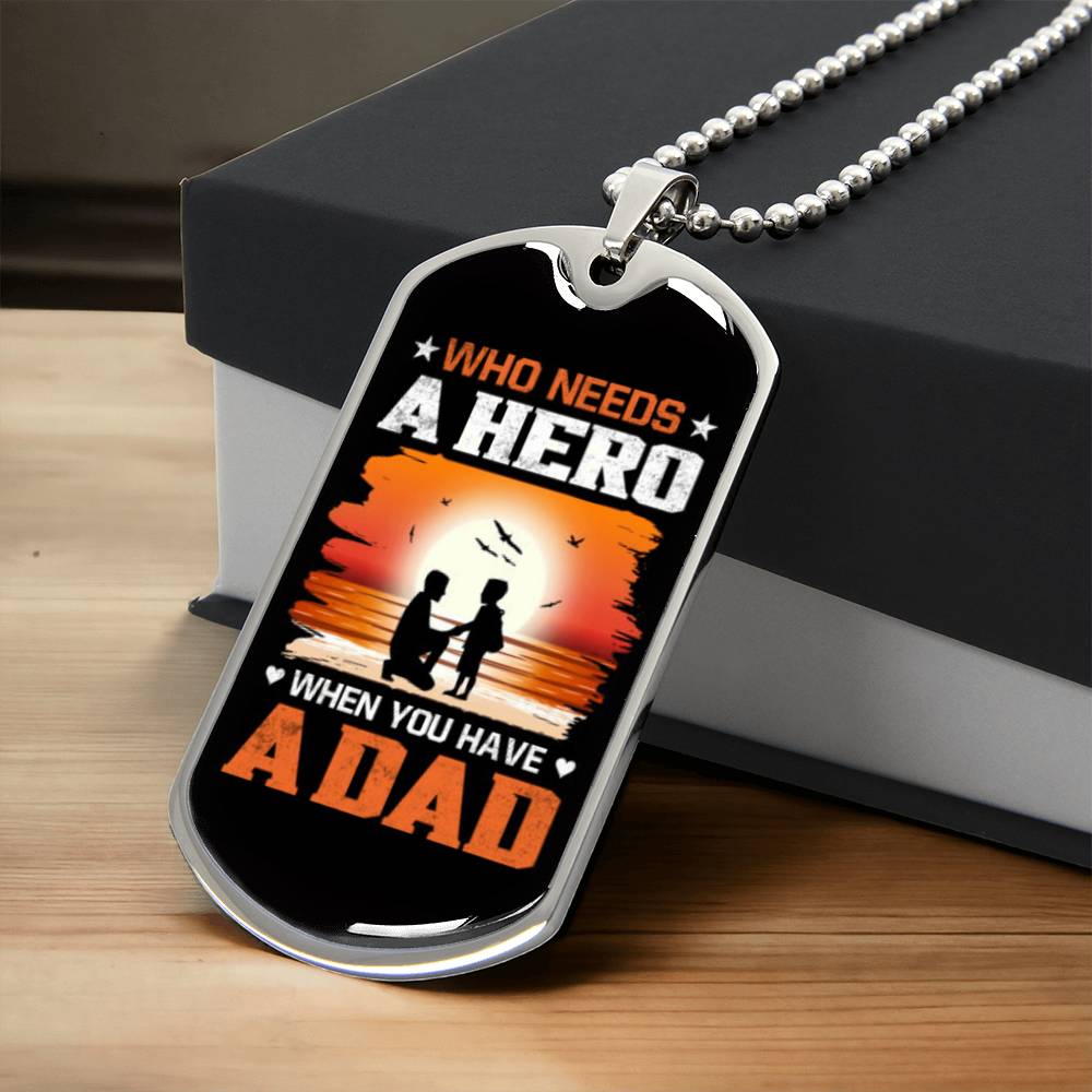 Hero Gift For Dad, Dad Is A Hero Gift For Dad, Father's Day Jewelry, Birthday Gift For Dad, Father's Day Dog Tag Necklace - Army Tag Necklace, Dog Tag