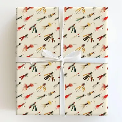 Fly Fishing Away - Gift Wrap for Christmas, Holidays Wrapping Paper, Christmas Wrapping Paper