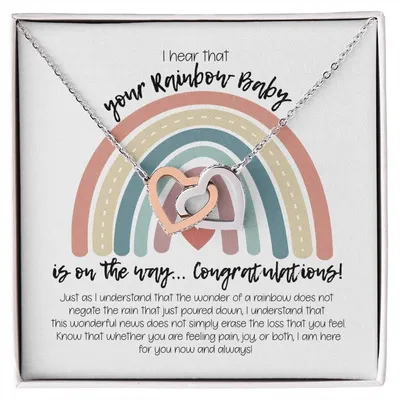Rainbow Baby Necklace Interlocking Hearts Necklace