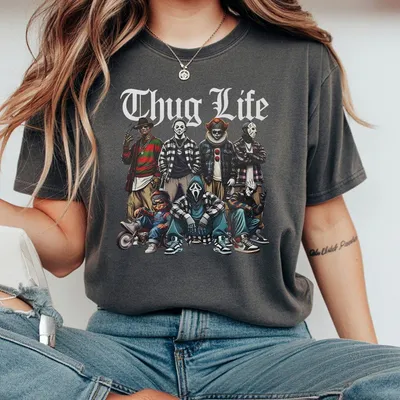 Thug Life Horror Movie T-Shirt Thuglife T-Shirt Halloween Characters T-Shirt Scary Halloween T-Shirt Halloween Gifts Horror