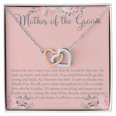 Mother Of The Groom Gift Necklace Wedding Gift Bridal Party Rehearsal Dinner Man Of My Dreams Parent Of Groom Mother In Law Gift Interlocking Hearts Necklace