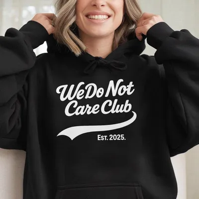We Do Not Care Club Hoodie Wdnc Est 2025 Funny Skeleton Graphic Perimenopause Gen X Edgy Art Hoodie Vintage Perimenopaus