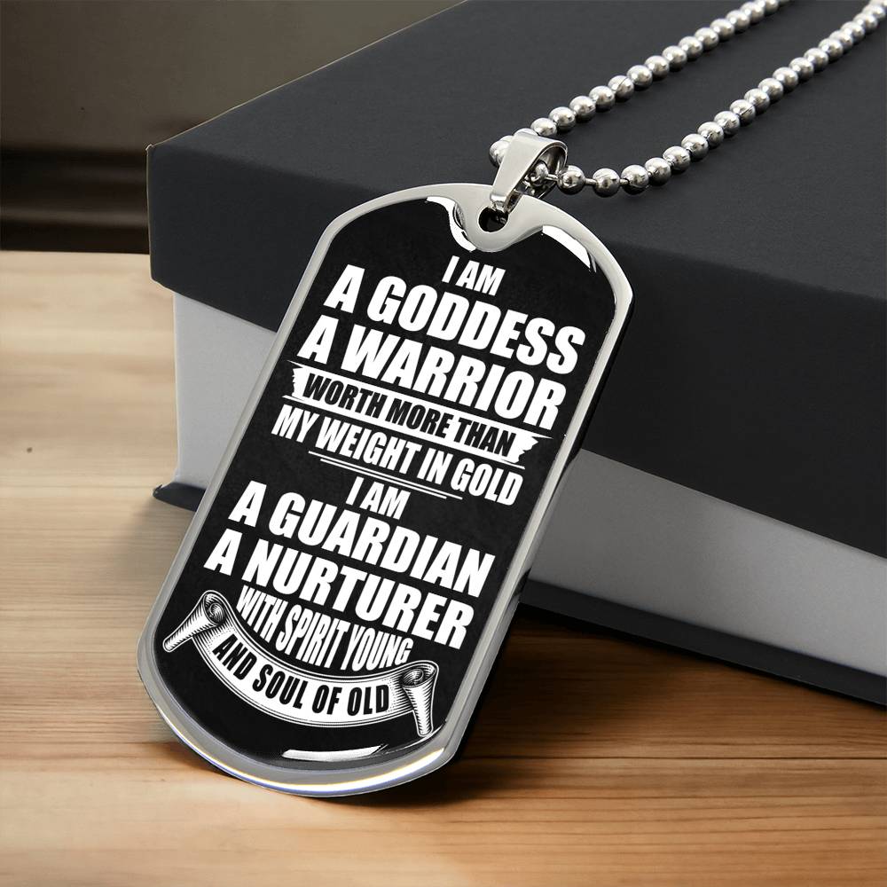 Warrior Goddess Tag-Chain - Army Tag Necklace, Dog Tag