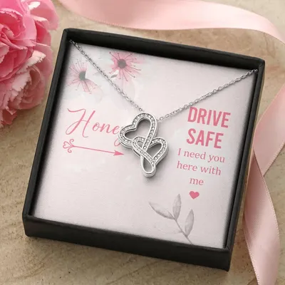 Hony Drive Safe I Need You Here With Me -  Double Hearts Necklace