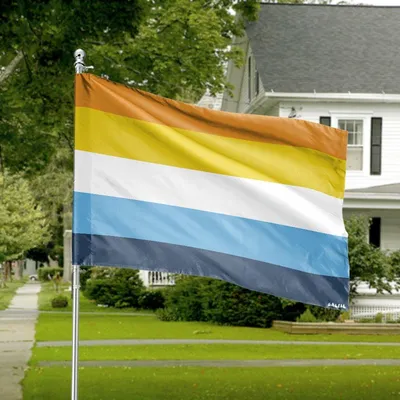 Aromantic Pride Flag Orange Yellow Blue Stripe House Flag Aro Identity Decor Horizontal House Flag