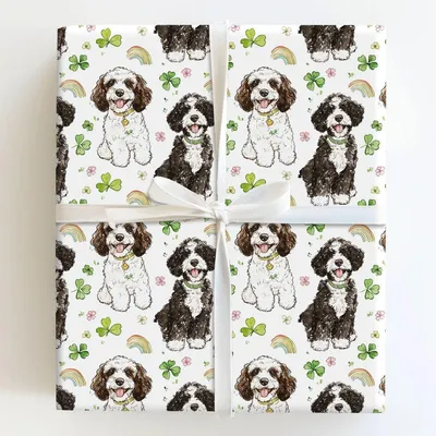 Rainbows with the Bernadoodle - Gift Wrap for Christmas, Holidays Wrapping Paper, Christmas Wrapping Paper