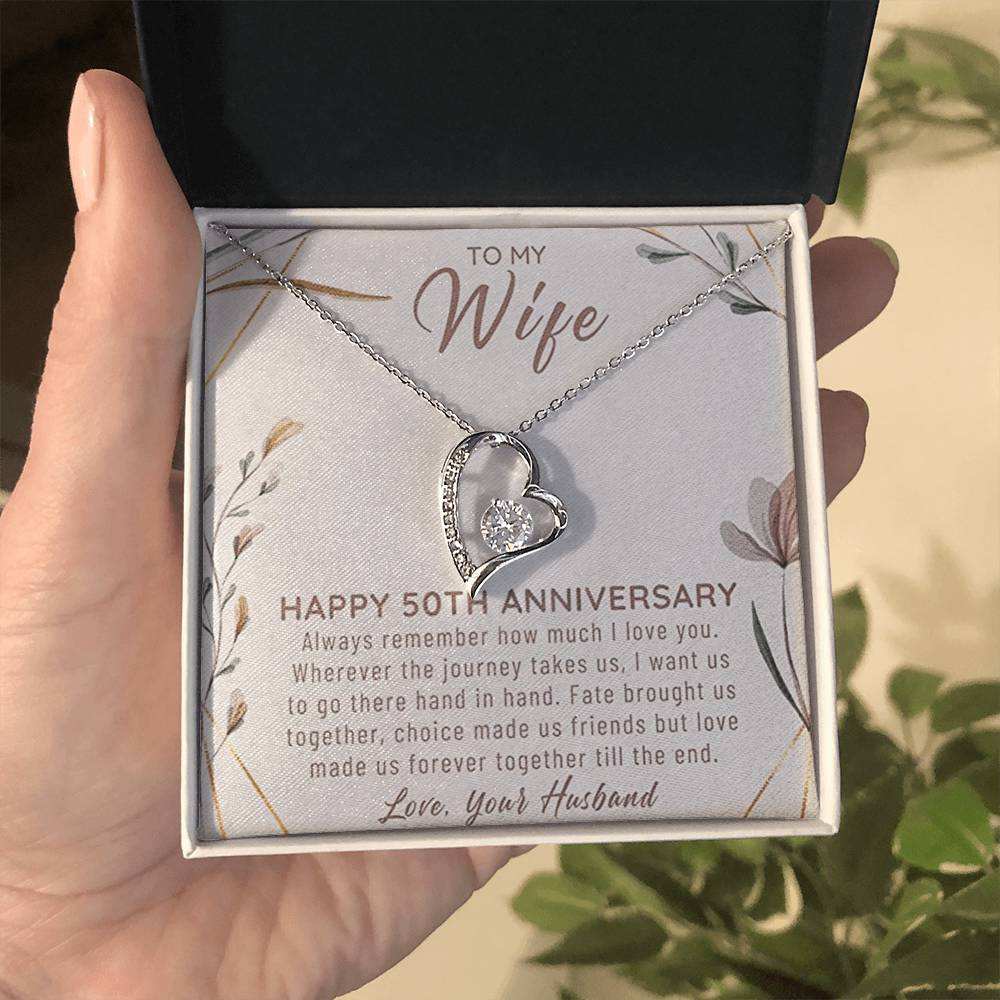 50 Year Wedding Anniversary Wife Gift Forever Love Necklace