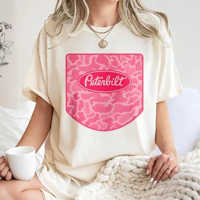 Peterbilt Pink Camo Flag T-Shirt, Semi Trunk T-Shirt, 90s Casual T-Shirt Unisex Trucker