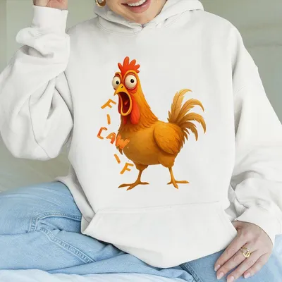 F Caw F Quote Hoodie Hilarious Chicken Rooster Meme Graphic Oversized Streetwear Hip Hop Hoodie For Gen Z Viral