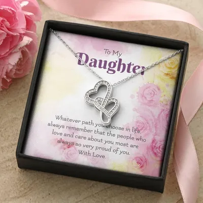 For Daughter 2 Double Hearts Necklace