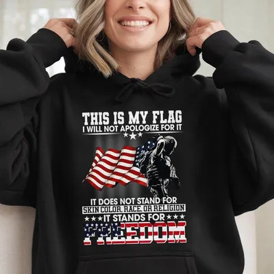 Vintage Patriotic American Flag Soldier Print Hoodie Unisex Casual Hoodie With Bold Stand For Freedom