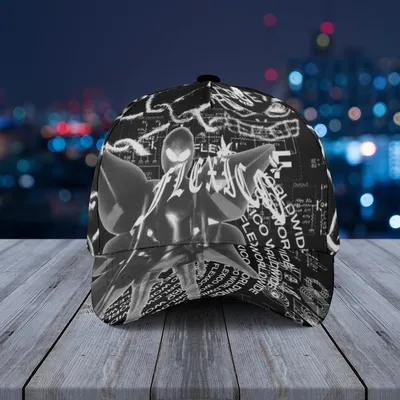 Baseball Cap Flex Chain Link Surreal Armor With Glowing Eyes And Schematic Overlay Baseball Cap