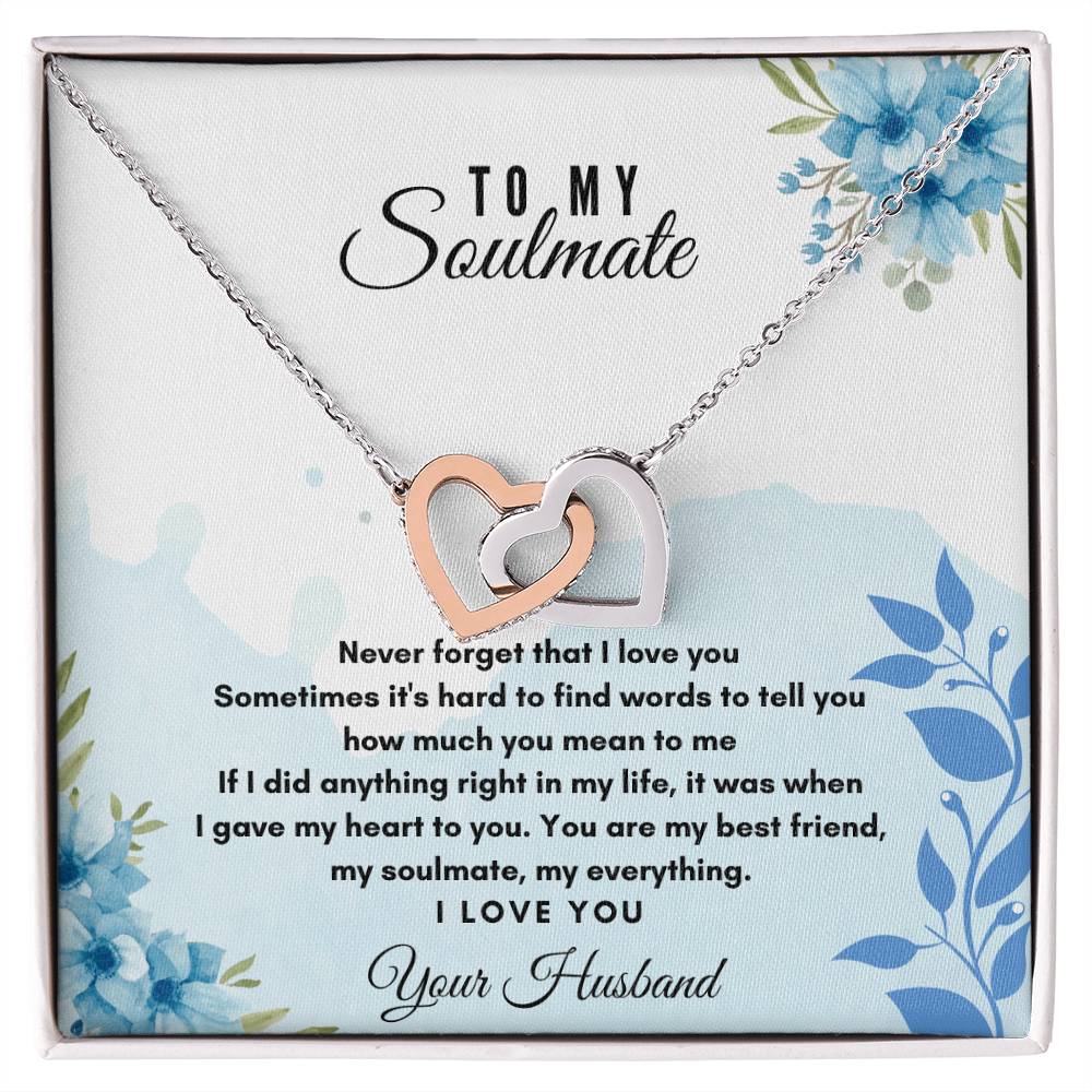 To My Soulmate Interlocking Hearts Necklace