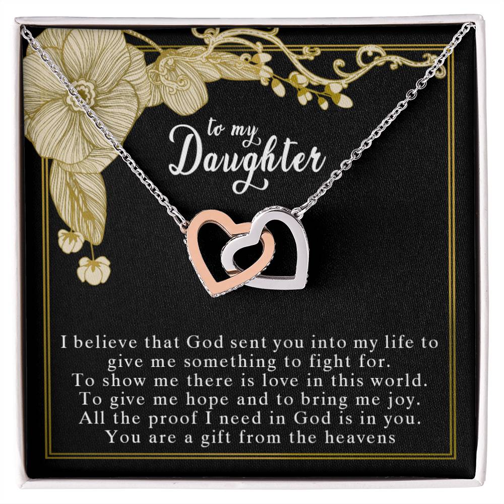 To My Daughter Interlocking Hearts Necklace