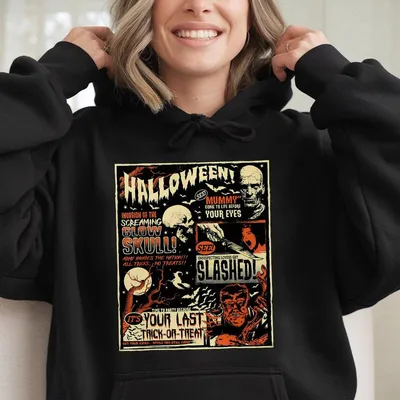 Halloween Graphic Hoodie, Unisex Halloween Hoodie, Spooky Hoodie, Trick Or Treat Costume, Skull Print