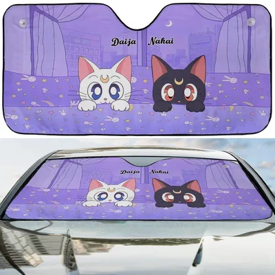 Anime Sunshade For Cars, Cute Cats Windshield Shade, Refelective Sun Protect Car Sunshade