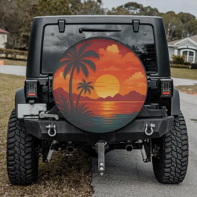 Bigfoot Van Gogh Starry Night Spare Tire Cover - Impressionist Sasquatch Art, Mystical Cryptid Forest Graphic, Universal Waterproof Tire Protector Spare Tire Cover