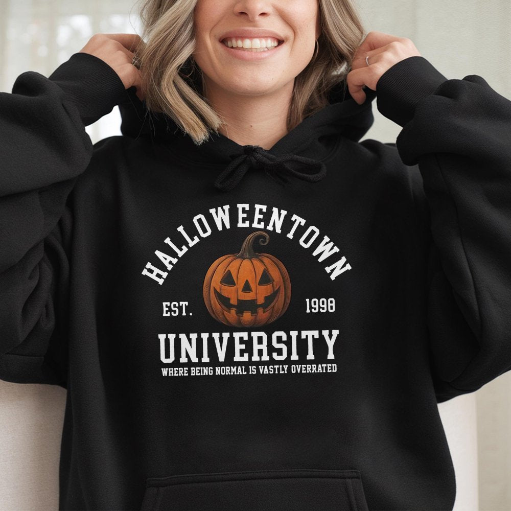 Halloween Town University Pumpkin Hoodie Retro Spooky Season Vintage Halloween Hoodie Fall