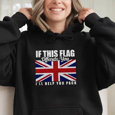 If This Flag Offends You Union Jack Britain Unisex Hoodie Top Flag Hoodie