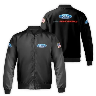 Bomber Jacket,Ford Performance Logo,American Muscle Car Enthusiast,Black Classic Bomber Jacket