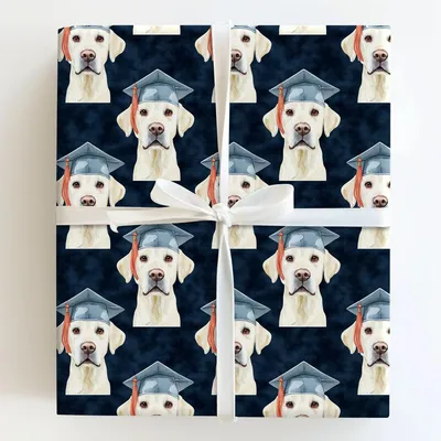 White Lab Graduate - Gift Wrap for Christmas, Holidays Wrapping Paper, Christmas Wrapping Paper