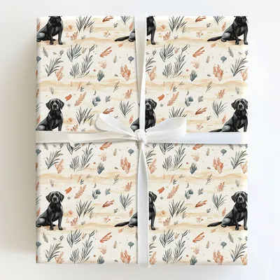 Beach Day with the Black Lab - Gift Wrap for Christmas, Holidays Wrapping Paper, Christmas Wrapping Paper