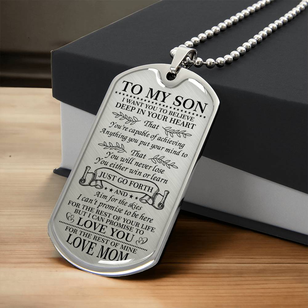 Mom To Son Dog Tag - Just Go Forth - Army Tag Necklace, Dog Tag