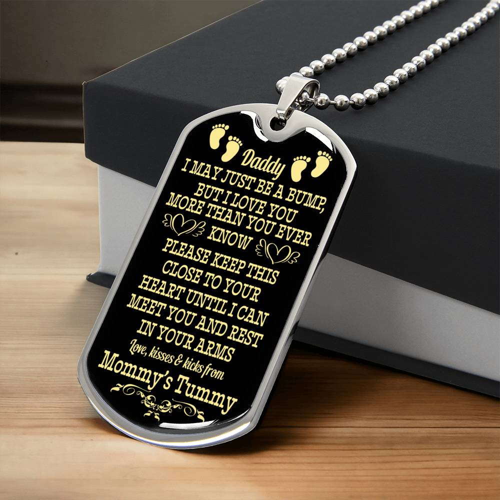 To Daddy To Be I Love You From Baby Bump Dog Tag Necklace Gift For Dad - Army Tag Necklace, Dog Tag