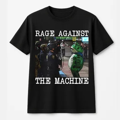 Portland Frog Protest T-Shirt, Rage Against The Machine T-Shirt, Funny Green Frog Protest T-Shirt, Unisex Cotton Soft Top